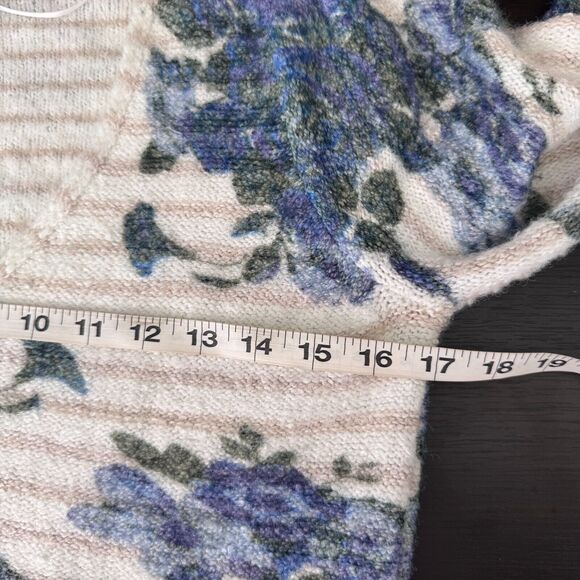 Free People Bed of Roses Sweater Womens XS Floral Stripe Crop Retro Boho Western - Picture 9 of 10